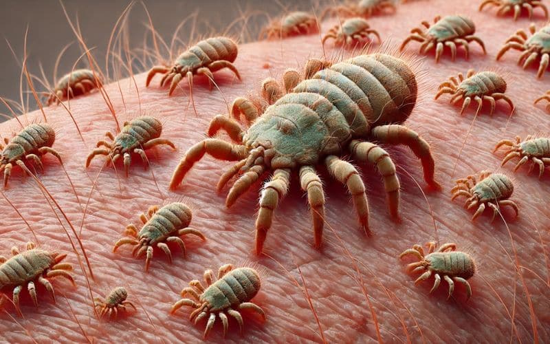 foto pelle con acariosi