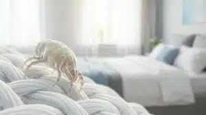 immagine acaro della polvere su materasso