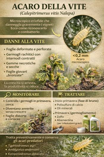 infografica acaro della vite