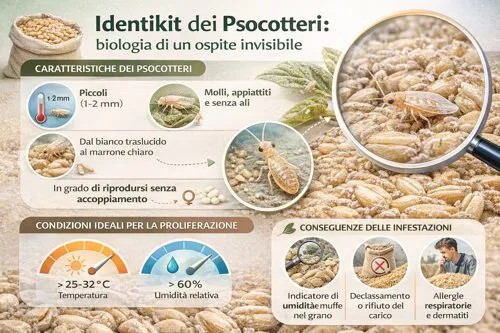 infografica conservare grano per prevenire psocotteri