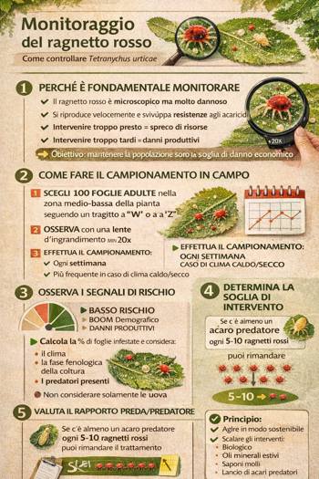 infografica controllo e monitoraggio del ragnetto rosso