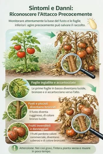 infografica danni da acaro del pomodoro
