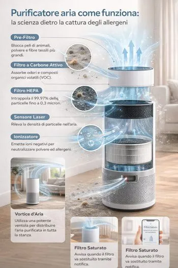 infografica funzionamento purificatore aria