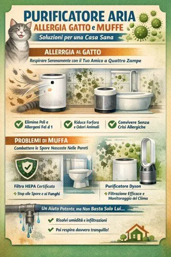 infografica gatto purificatore aria allergia
