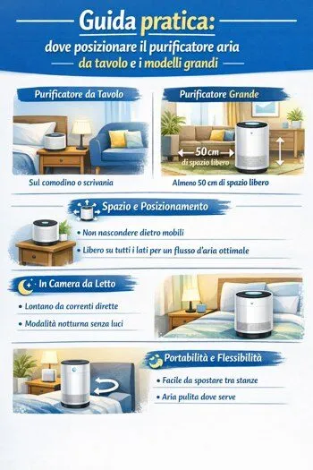 infografica guida su posizionamento del purificatore