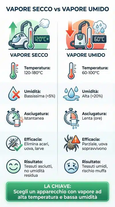 Infografica vapore trattamento acari
